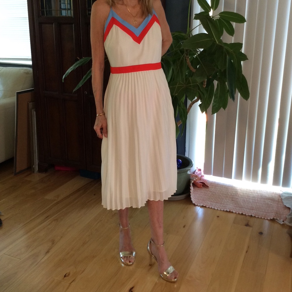 Red, White and Blue Pleated Dress